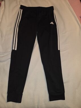 adidas Black Joggers with White Side Stripes